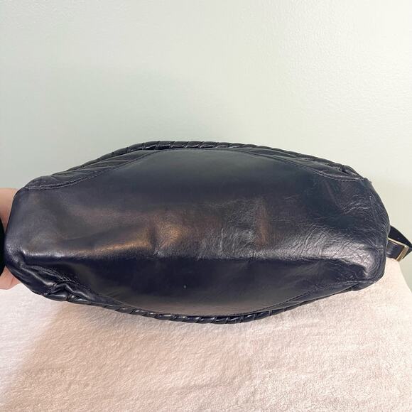 PAUL LE SAC Womens Leather Adjustable Strap Shoulder Bag Navy Blue main image 5